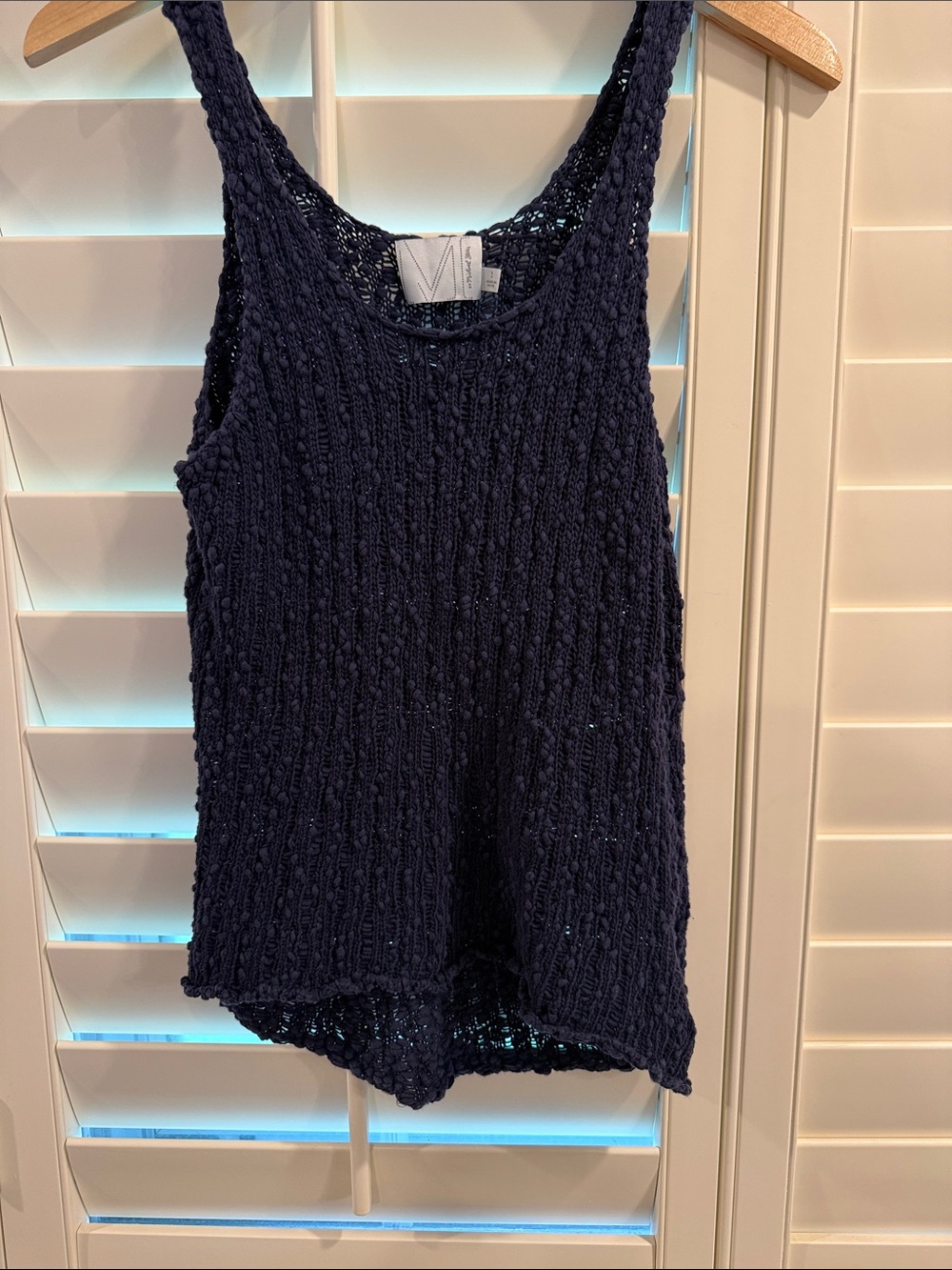 Anthropologie Michael Stars Navy Crocheted Knit Tank